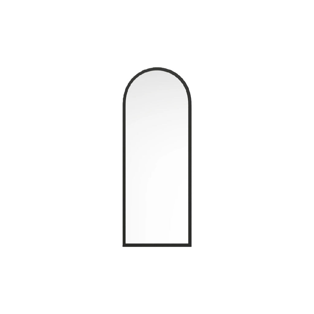 Miroir rectangulaire avec cadre noir et bordure supérieure arquée